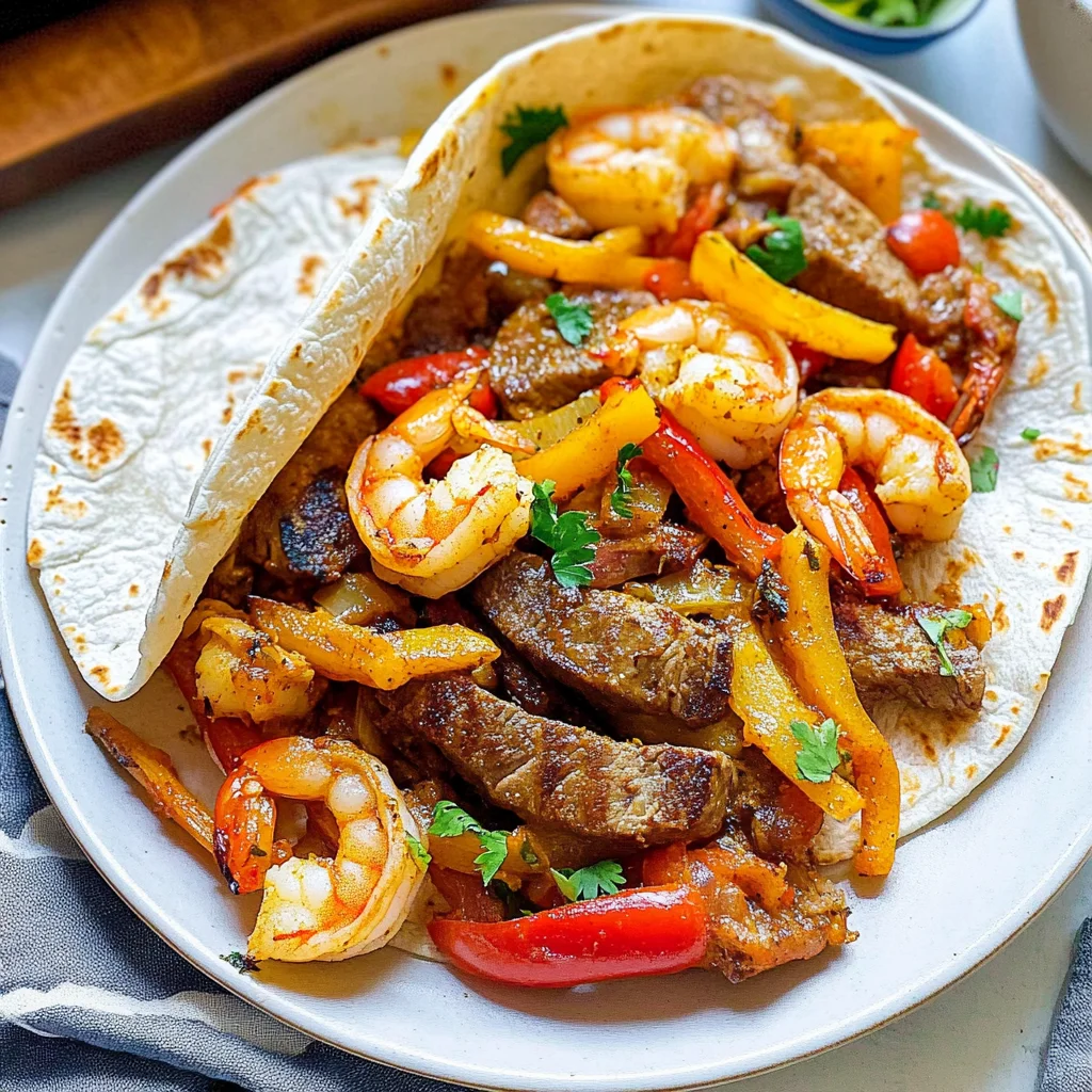 steak and shrimp fajitas​