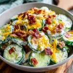 Creamy Cucumber Salad with Bacon and Cheese