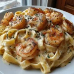creamy shrimp fettuccine pasta with alfredo sauce