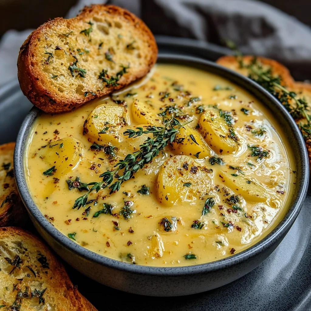 Cheddar Garlic Herb Potato Soup