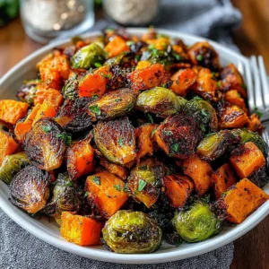 Roasted Brussels Sprouts & Sweet Potatoes