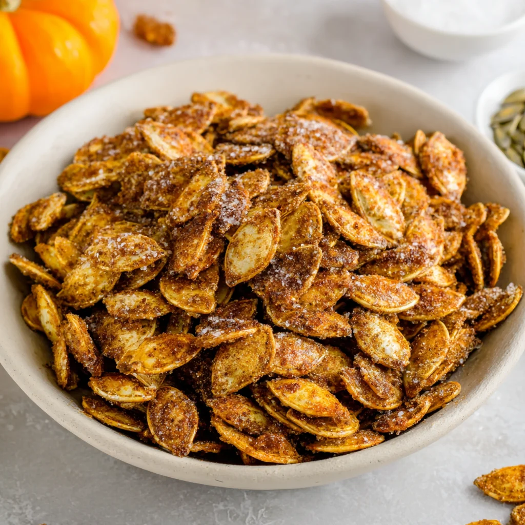 Roasted Pumpkin Seeds with Cinnamon Sugar