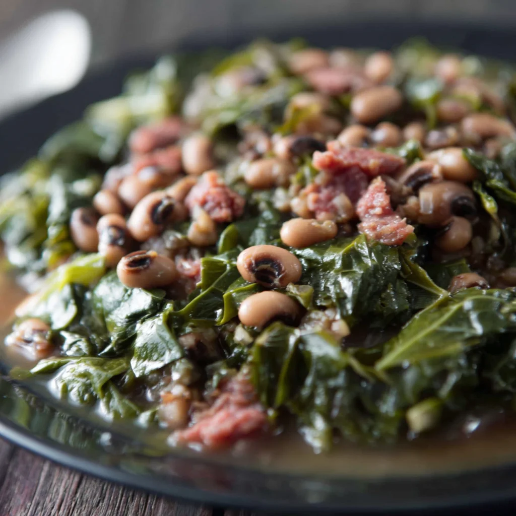 Crockpot Black Eyed Peas and Collard Greens