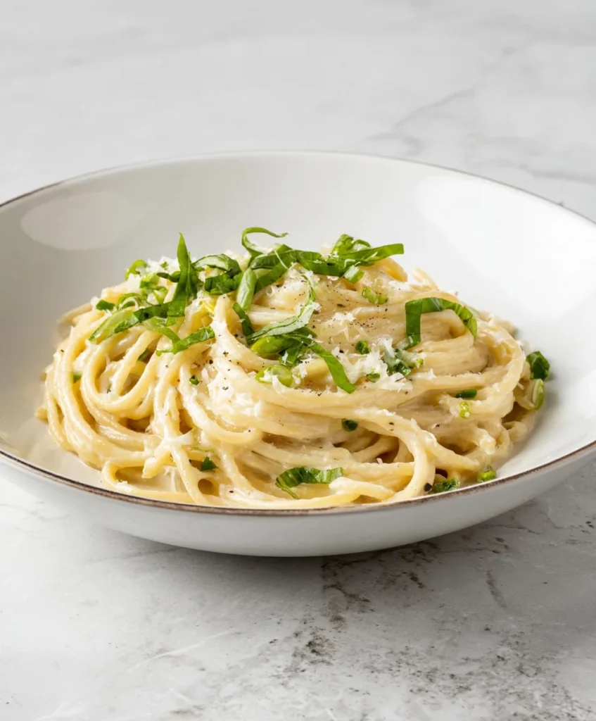 Spaghetti with Lemon, Basil and Cream Sauce