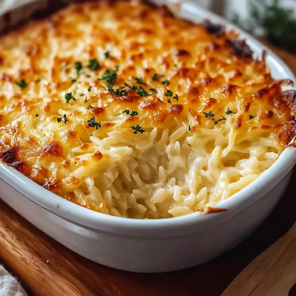 Cheesy Baked Orzo