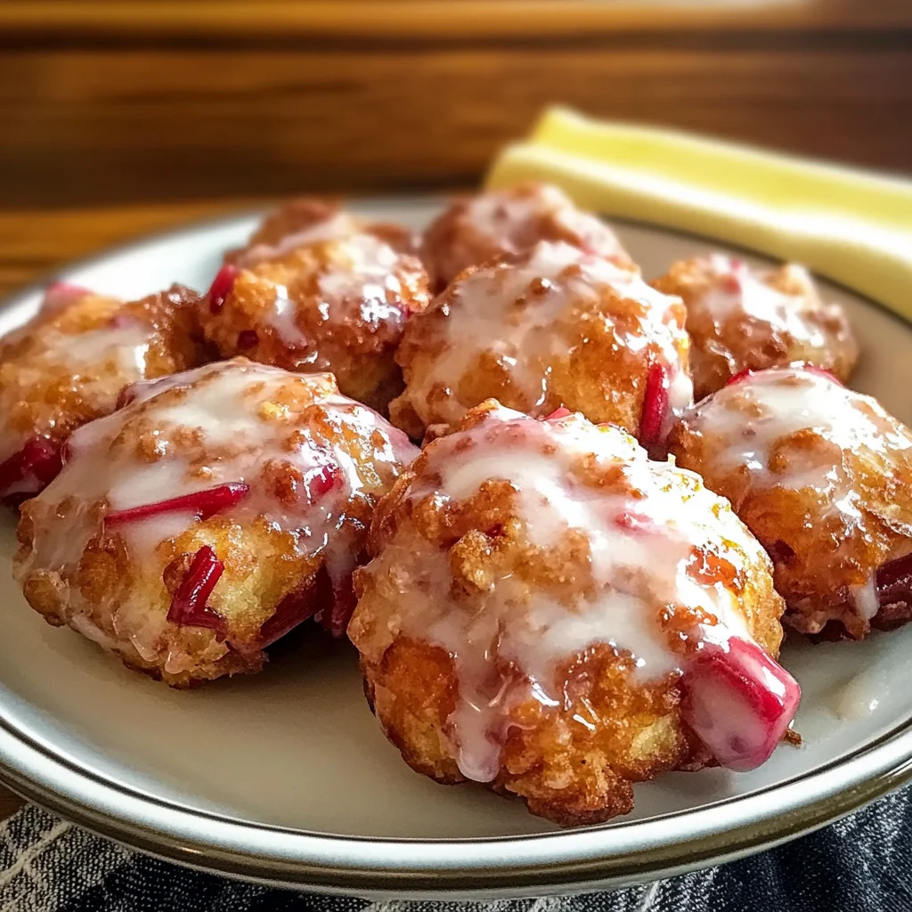 Baked Rhubarb Fritters with Sweet Glaze Recipe