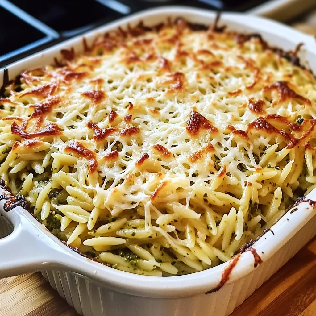 Basil Pesto and Parmesan Baked Orzo Recipe