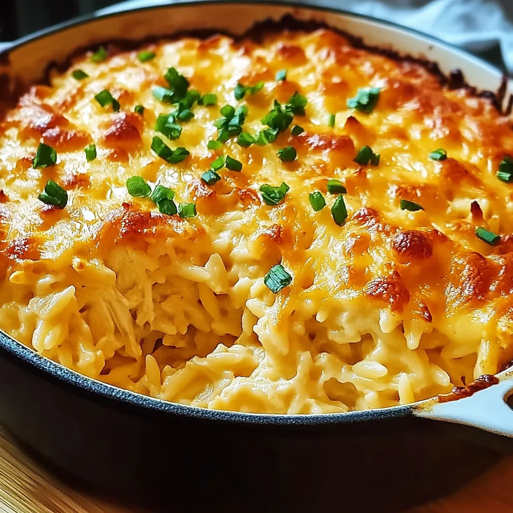Buffalo Cauliflower Cheesy Orzo Bake Recipe