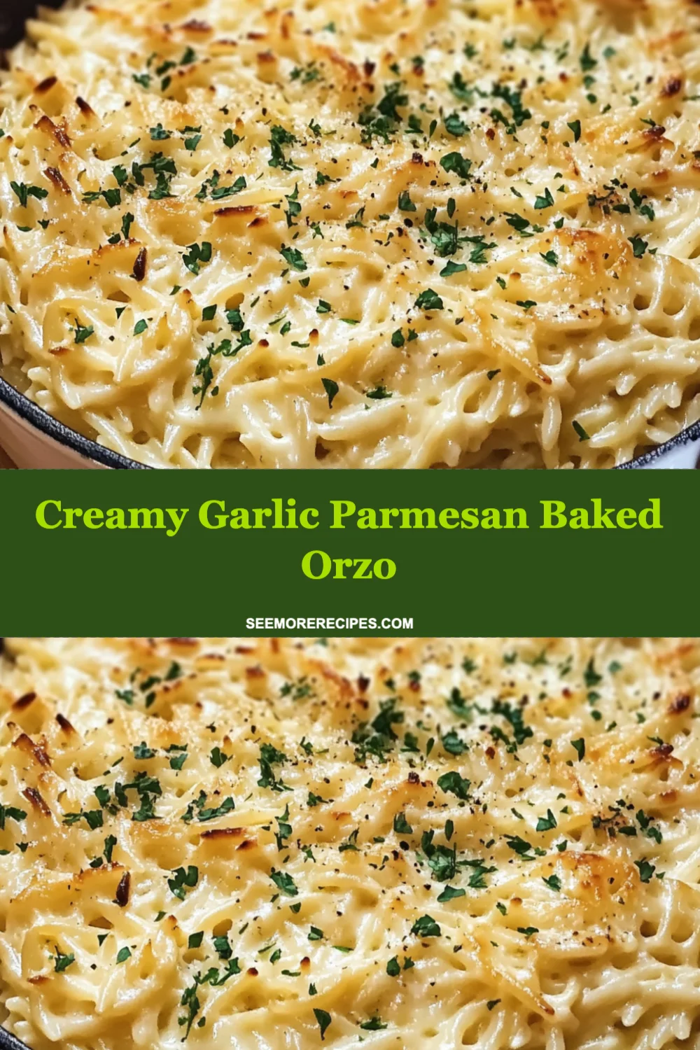 Creamy Garlic Parmesan Baked Orzo Recipe