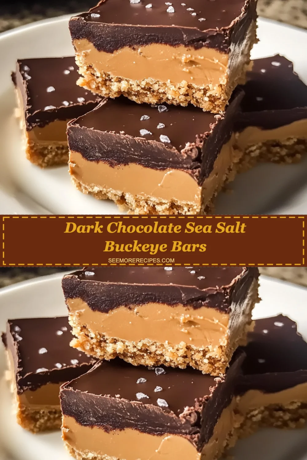 Dark Chocolate Sea Salt Buckeye Bars Recipe