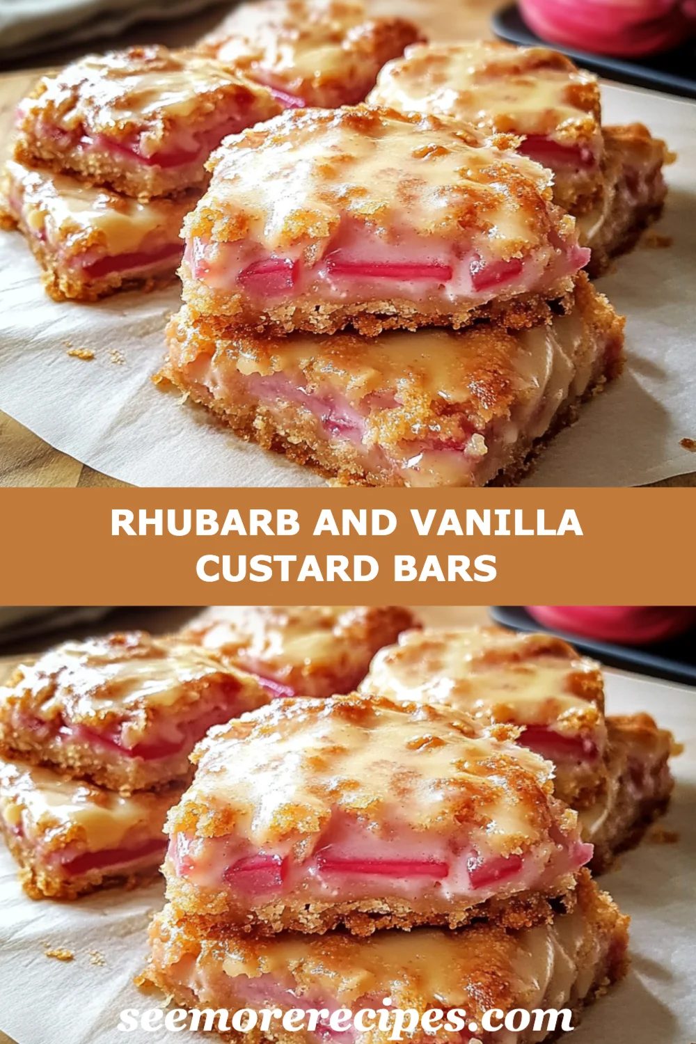 Rhubarb and Vanilla Custard Bars Recipe
