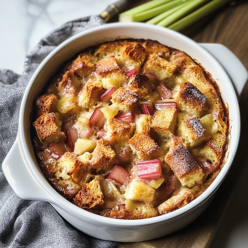 Rhubarb Bread Pudding Recipe (Comforting Dessert!)