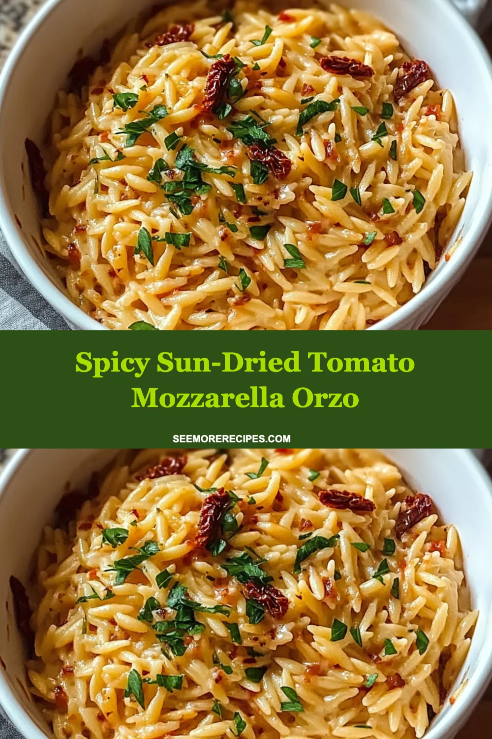 Spicy Sun-Dried Tomato Mozzarella Orzo Recipe