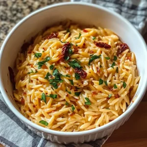 Spicy Sun-Dried Tomato Mozzarella Orzo Recipe
