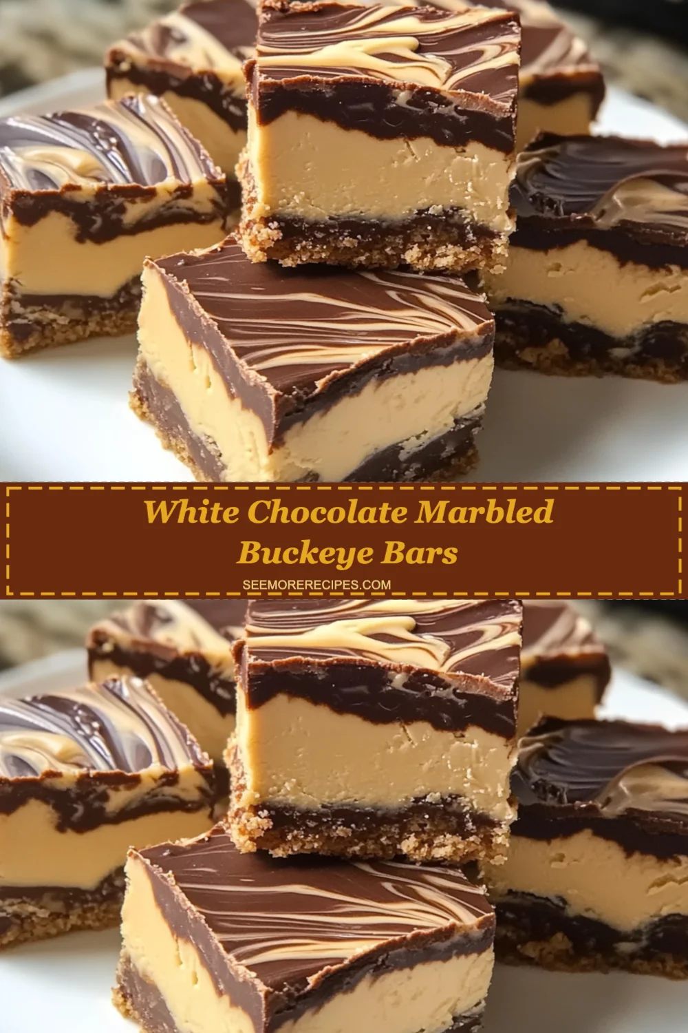 White Chocolate Marbled Buckeye Bars Recipe