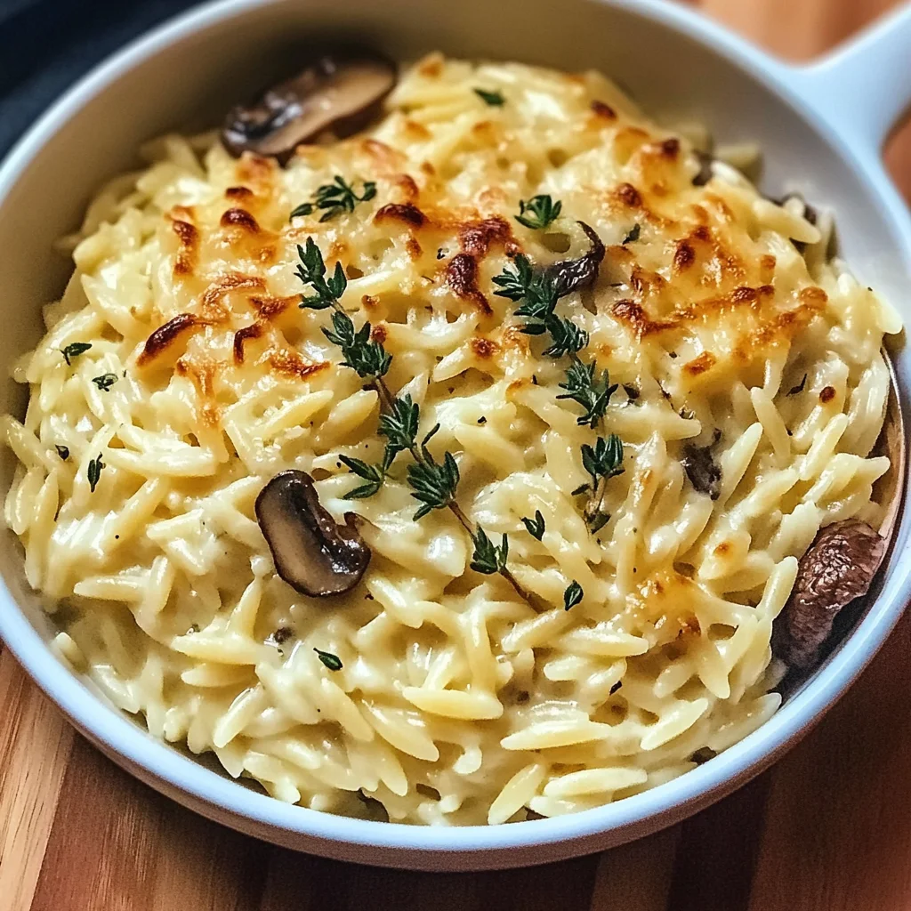 Wild Mushroom and Thyme Cheesy Orzo Recipe